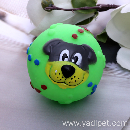 Resistant Squeaky Ball Smile Vinyl Pet Dog Toy